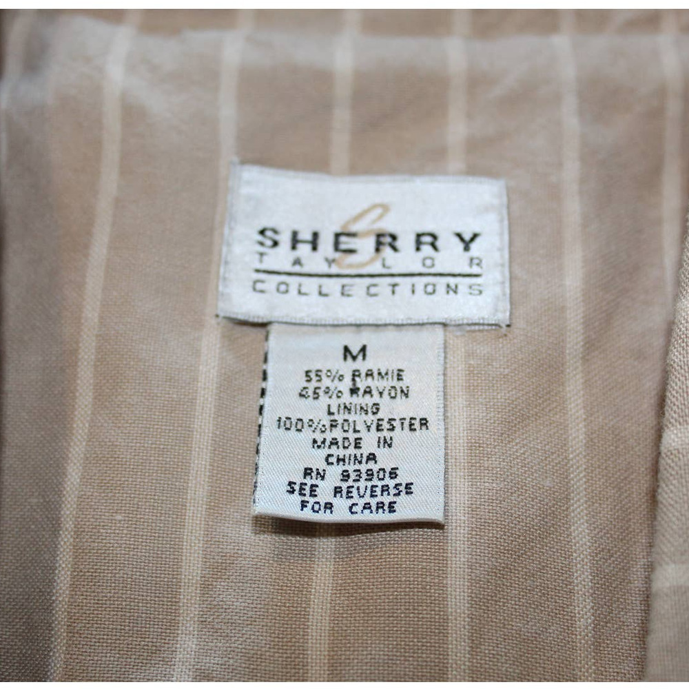 SALE-Sherry Taylor women's wheat colored stripped shirt dress size M - Picture 10 of 12